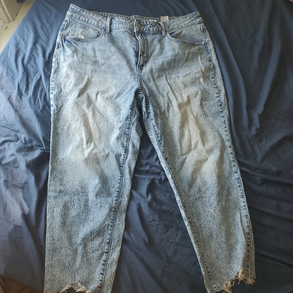 Acid Wash distress plus size jeans